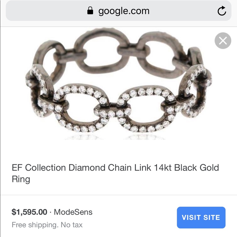 EF Collection diamond chain link ring black 14k